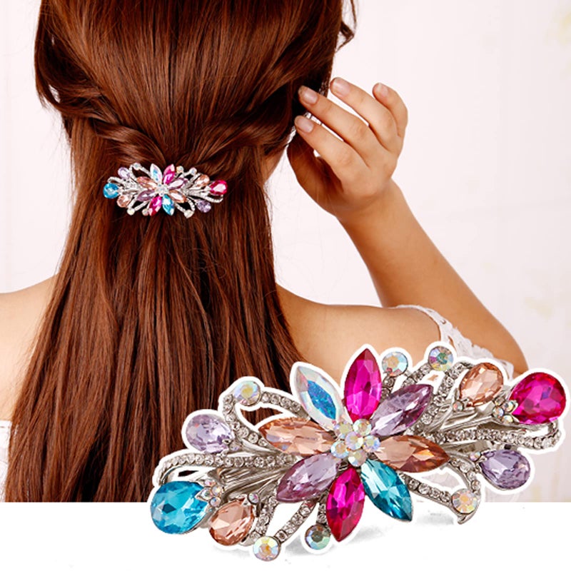 Sankuwen Flower Luxury Jewelry Design Hairpin Rhinestone Hair Barrette Clip,Also Perfect Mother's Day Gifts for Mom(Multicolor) - Image 2